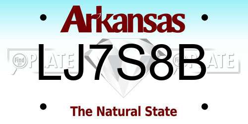 LJ7S8B Arkansas License Plate