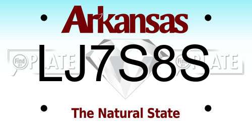 LJ7S8S Arkansas License Plate