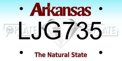 LJG735 Arkansas License Plate