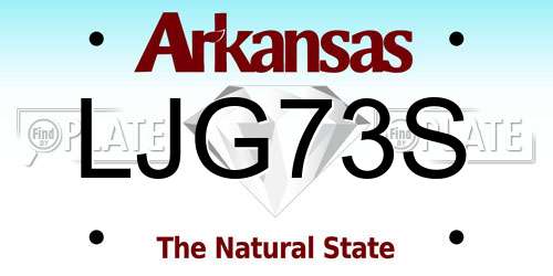 LJG73S Arkansas License Plate
