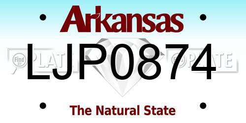 LJP0874 Arkansas License Plate