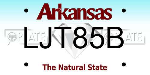 LJT85B Arkansas License Plate
