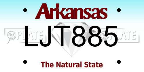 LJT885 Arkansas License Plate