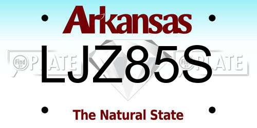 LJZ85S Arkansas License Plate