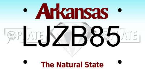 LJZB85 Arkansas License Plate