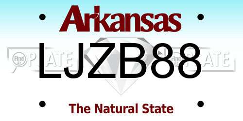 LJZB88 Arkansas License Plate