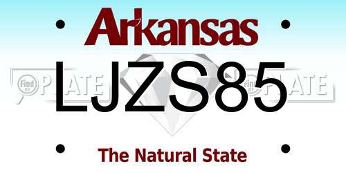 LJZS85 Arkansas License Plate