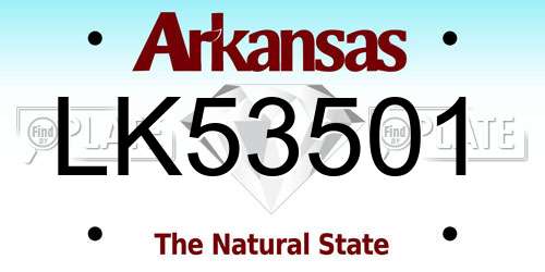 LK53501 Arkansas License Plate