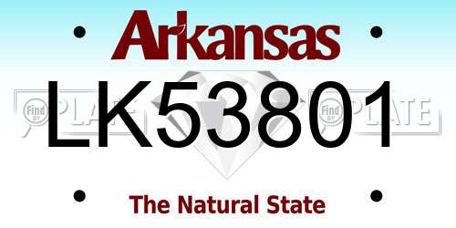 LK53801 Arkansas License Plate
