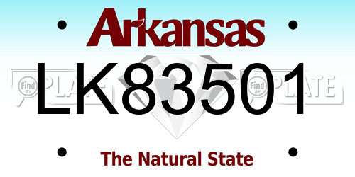 LK83501 Arkansas License Plate
