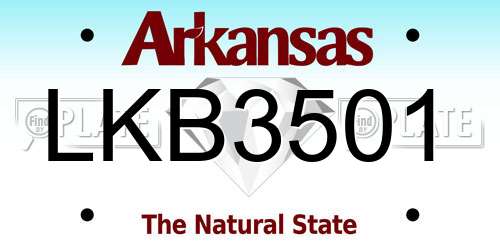 LKB3501 Arkansas License Plate