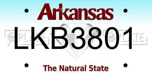 LKB3801 Arkansas License Plate