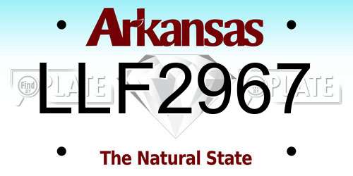 LLF2967 Arkansas License Plate