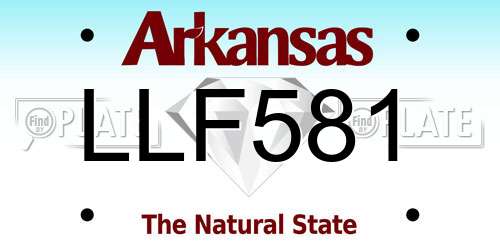 LLF581 Arkansas License Plate