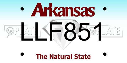 LLF851 Arkansas License Plate