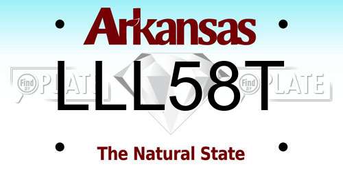 LLL58T Arkansas License Plate