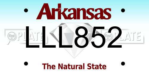 LLL852 Arkansas License Plate