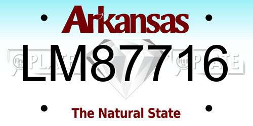 LM87716 Arkansas License Plate
