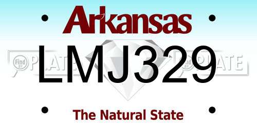LMJ329 Arkansas License Plate