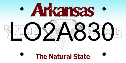 LO2A830 Arkansas License Plate