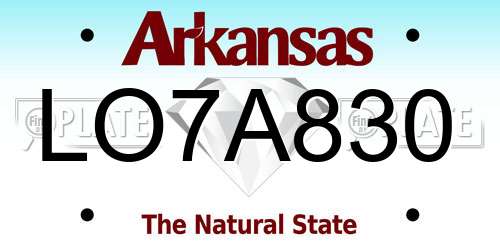 LO7A830 Arkansas License Plate