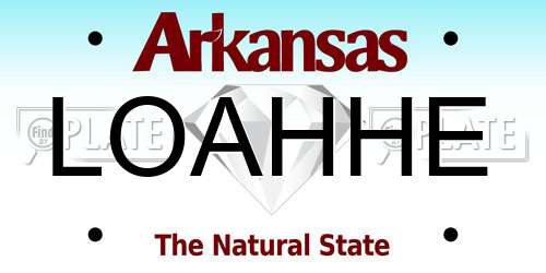 LOAHHE Arkansas License Plate
