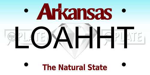 LOAHHT Arkansas License Plate