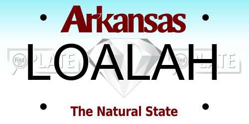 LOALAH Arkansas License Plate