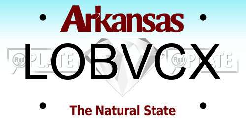 LOBVCX Arkansas License Plate
