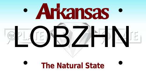 LOBZHN Arkansas License Plate