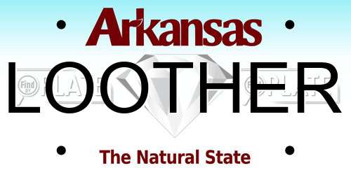 LOOTHER Arkansas License Plate