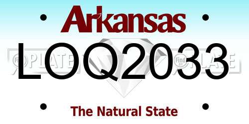 LOQ2033 Arkansas License Plate