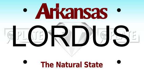 LORDUS Arkansas License Plate