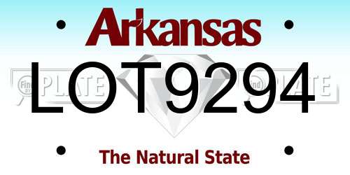 LOT9294 Arkansas License Plate
