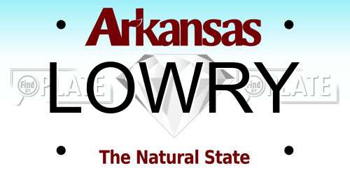 LOWRY Arkansas License Plate