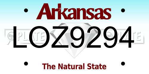 LOZ9294 Arkansas License Plate