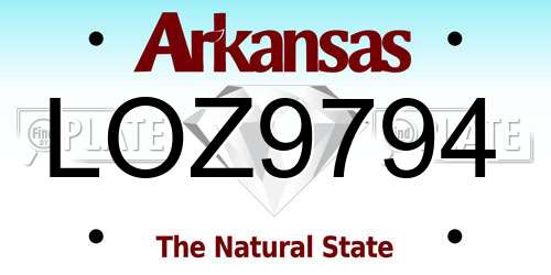 LOZ9794 Arkansas License Plate