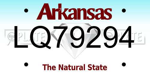 LQ79294 Arkansas License Plate