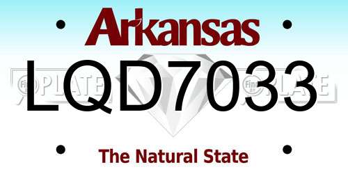 LQD7033 Arkansas License Plate