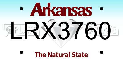 LRX3760 Arkansas License Plate