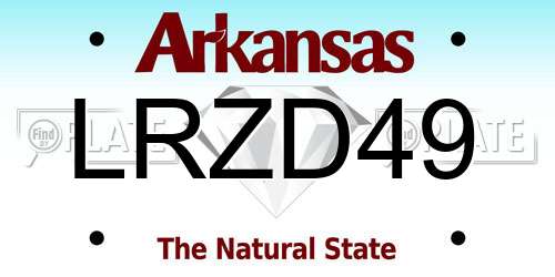 LRZD49 Arkansas License Plate