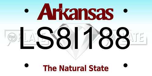 LS8I188 Arkansas License Plate