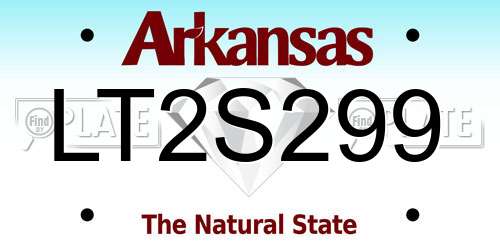 LT2S299 Arkansas License Plate