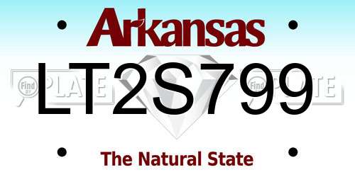 LT2S799 Arkansas License Plate
