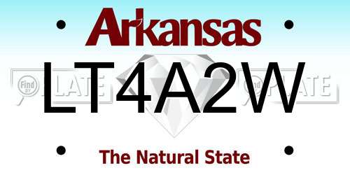 LT4A2W Arkansas License Plate