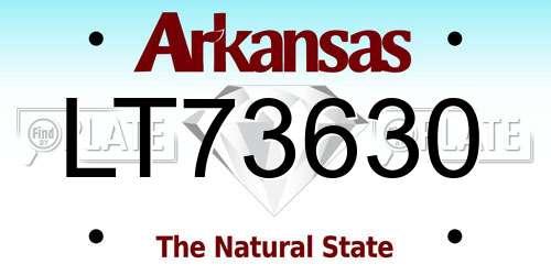 LT73630 Arkansas License Plate