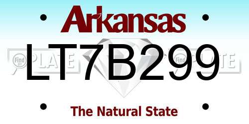 LT7B299 Arkansas License Plate