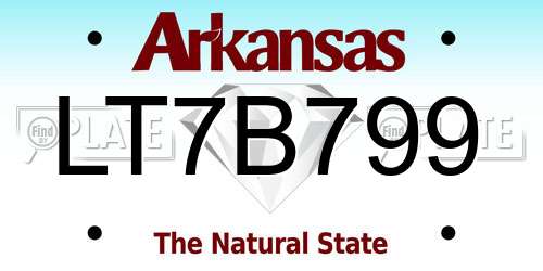LT7B799 Arkansas License Plate