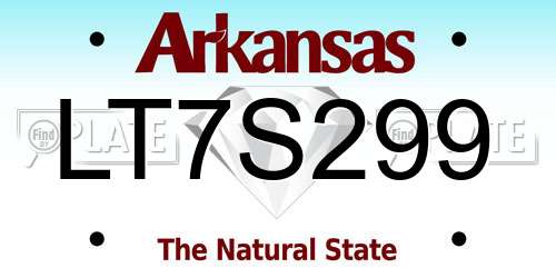 LT7S299 Arkansas License Plate