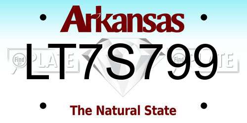 LT7S799 Arkansas License Plate